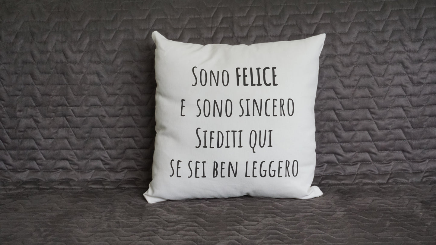 Cuscino Felice bianco 40 x 40 cm