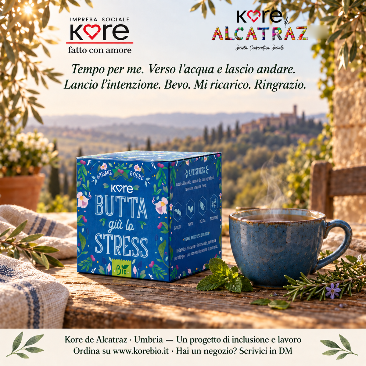 TISANA BIOLOGICA ANTI STRESS - basilico, rosmarino menta e melissa - 30 gr - 15 bustine